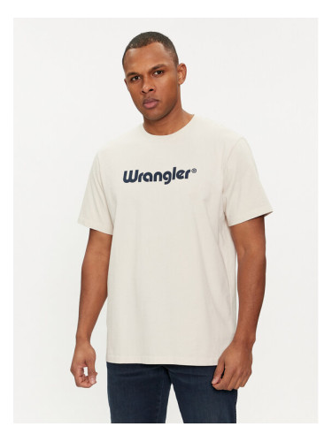 Wrangler Тишърт Logo 112350523 Екрю Regular Fit