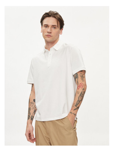 Pepe Jeans Тениска с яка и копчета Harper PM542157 Бял Regular Fit