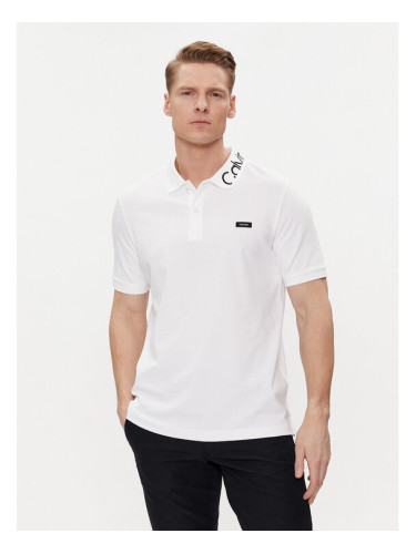 Calvin Klein Тениска с яка и копчета K10K112467 Бял Regular Fit