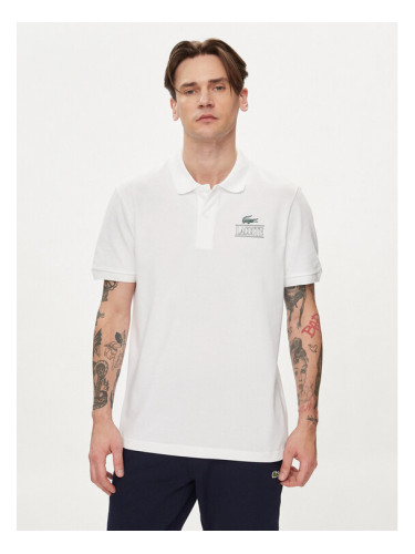 Lacoste Тениска с яка и копчета PH1136 Бял Regular Fit
