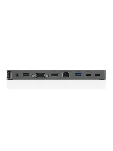 Докинг станция Lenovo USB-C Mini Dock, от USB C към 1x USB C(PD) 1x USB C, 2x USB A, 1x HDMI, 1x VGA, 1x RJ45, 1x AUX, сива