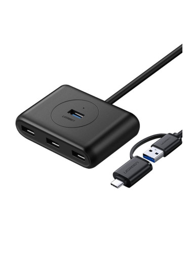 USB Хъб Ugreen USB-C Docking Station Hub 100W PD, 4 порта, от USB Type-C към 4x USB 3.0 Type-A, 5000 Mbit/s, черен