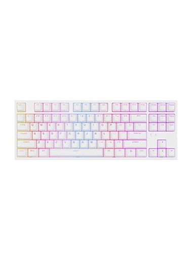 Клавиатура Genesis Thor 404 TKL White, гейминг, механична, кафяви суичове, RGB подсветка, бяла, USB