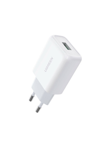 Зарядно устройство Ugreen 10133, от контакт към USB-A(ж), 12V/1.5A, бяло, QC 3.0