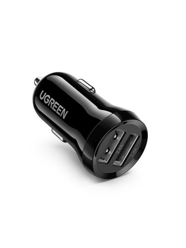 Зарядно устройство за кола Ugreen 50875, от автомобилна запалка към 2x USB-A(ж), 24V/4.8A, черно