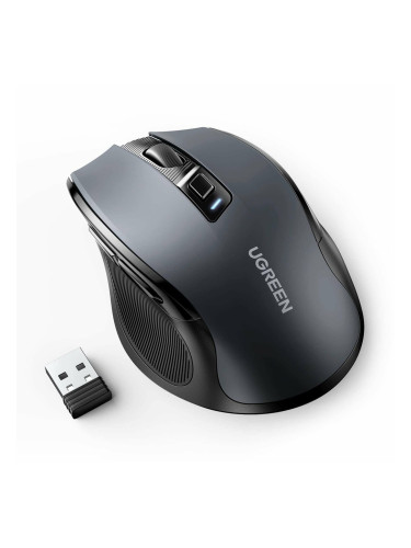 Мишка Ugreen 90545, оптична (4000 dpi), безжична, USB, черна, 6 бутона