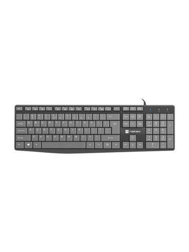 Клавиатура Natec Nautilus, нископрофилни клавиши, черно-сива, USB