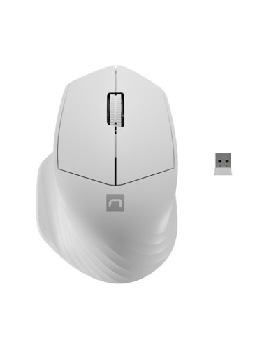 Мишка Natec Siskin 2, оптична (1600dpi), безжична, Bluetooth, USB, бяла