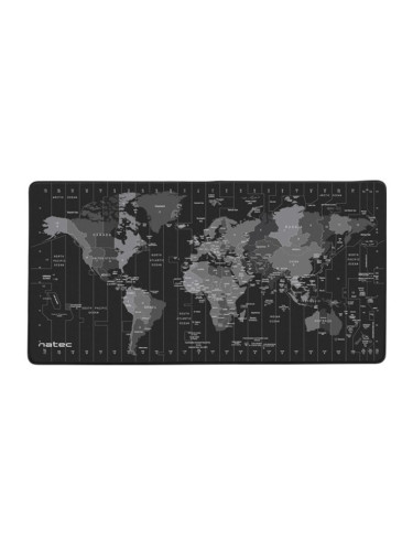 Подложка за мишка Natec Time zone map, черна, 800 x 400 x 2.5 мм