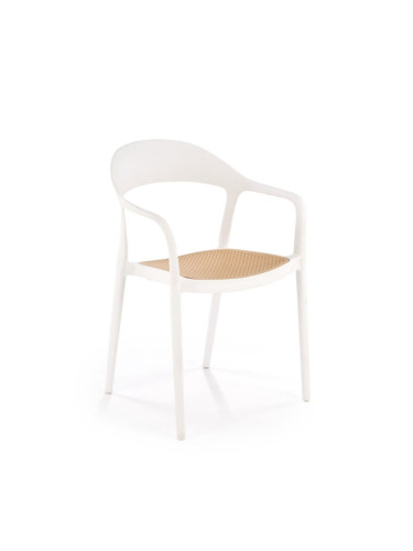 Пластмасов стол - естествен/бял