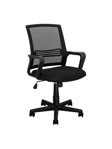 Работен стол OKOffice TROPEA, до 100кг. меш, пластмасова база, лумбална опора, Tilt механизъм, черен