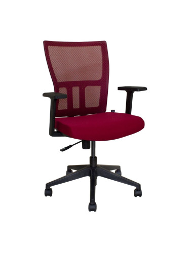 Работен стол SIERA, до 130кг, дамаска/меш, пластмасова база, люлеещ механизъм, червен