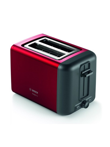 Тостер Bosch TAT3P424, 970W, 2x филии, функция за замразен хляб, електронен сензор за равномерно препичане, червен