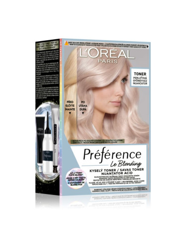 L’Oréal Paris Préférence Le Blonding Toner киселинен тоник неутрализиращ кафеникавите оттенъци цвят 02 Pearl Blonde 1 бр.
