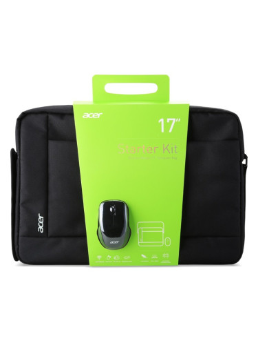 Чанта за лаптоп Acer 17" Notebook Starter Kit в пакет с безжична мишка (NP.ACC11.01Y) до 17"(43.18cm), черна