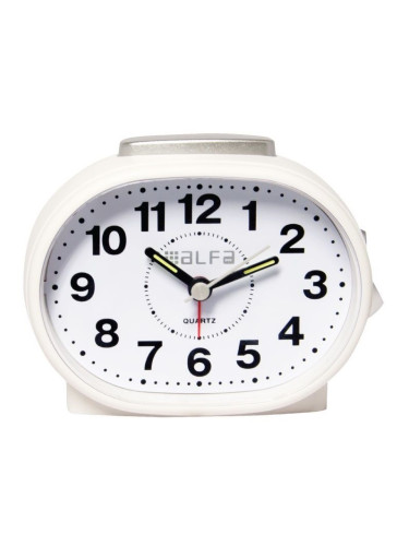 Настолен часовник Alfaone ALTC аналогов безшумен с осветление-Бял