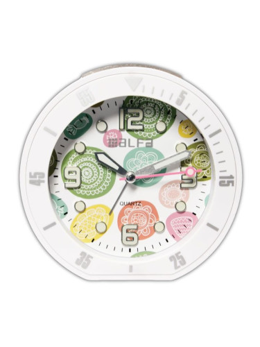 Настолен часовник Alfaone ALTC 60017 аналогов безшумен с осветление-Бял