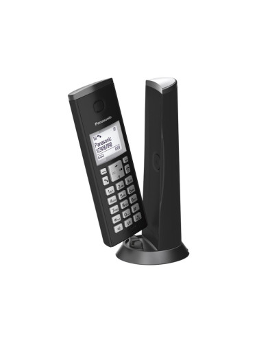 Безжичен телефон Panasonic KX-TGK210EXW, 1.5" (3.8 cm) LCD дисплей, вътрешен/външен обхват 300/50м, функция "свободни ръце", до 6 слушалки към базата, черен