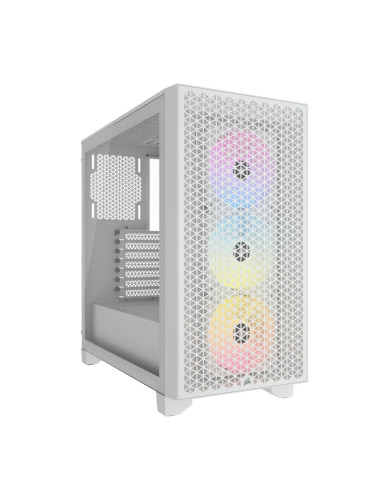 Кутия Corsair 3000D RGB Airflow White, ATX, 2x USB 3.2 Gen 1 Type-A, прозорец, бяла, без захранване
