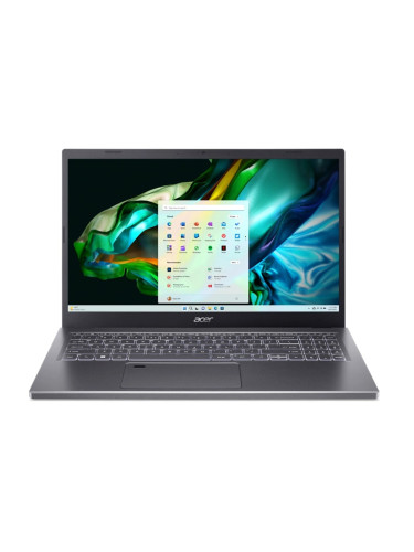 Лаптоп Acer Aspire 5 A515-58M-59XH (NX.KPAEX.002)(сив), десетядрен Intel Core i5-1335U 1.3/4.6GHz, 15.6" (39.62cm) QHD Anti-Glare дисплей, (HDMI), 16GB LPDDR5, 512GB SSD NVMe, 2x USB 3.2 Gen 1, No OS, 1.75kg