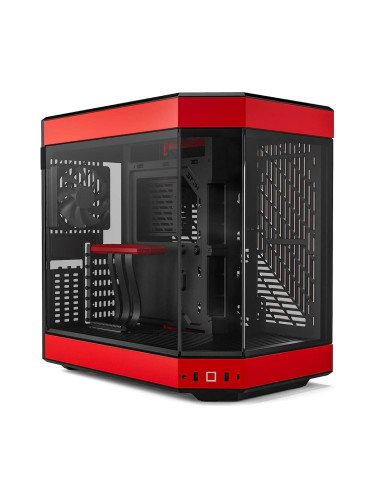 Кутия HYTE Y60 Red, EATX/ATX/mATX/ITX, 2x USB-A 3.0, 1x USB-C 3.2, прозорец, черно-червена, без захранване