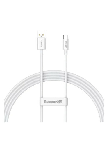 Кабел Baseus Superior P10320102214-01, от USB-A(м) към USB-C(м), 1m, 100W, бял