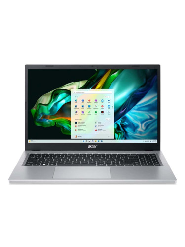 Лаптоп Acer Aspire 3 A315-24P-R2ZT (NX.KDEEX.02C)(сребрист), четириядрен AMD Ryzen 3 7320U 2.4/4.1GHz, 15.6" (39.62cm) Full HD IPS Anti-Glare дисплей, (HDMI), 16GB LPDDR5, 512GB SSD NVMe, 2x USB 3.2 Gen 1, No OS, 1.78kg