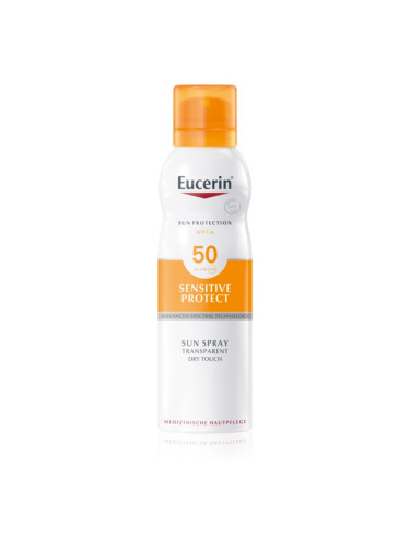 Eucerin Sun Sensitive Protect транспарентен слънцезащитен спрей за чувствителна кожа SPF 50+ 200 мл.