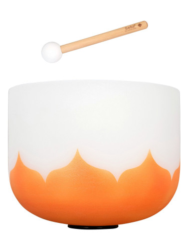 Sela 10" Crystal Singing Bowl Lotus 440 Hz D - Orange (Sacral Chakra). incl. 1 Wood Mallet