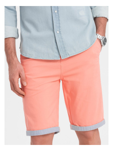 Ombre Men's chinos shorts with denim trim