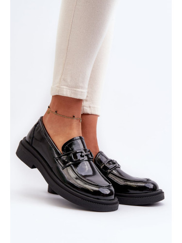 Women's patent leather loafers black Keelana
