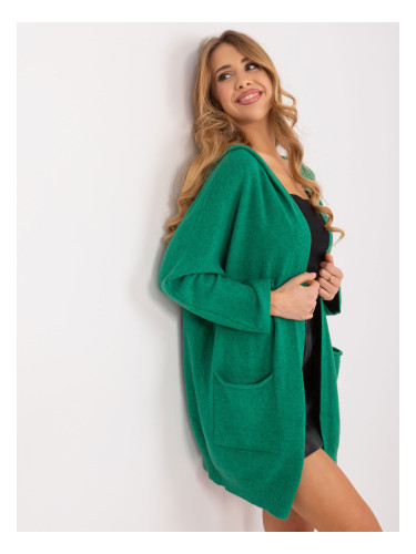 Green women's hooded cardigan