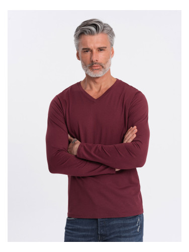 Ombre Men's unprinted longsleeve with a crew neckline - maroon