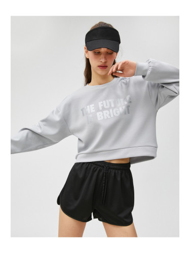 Koton Printed Crop Sports Sweatshirt Modal-Mixed