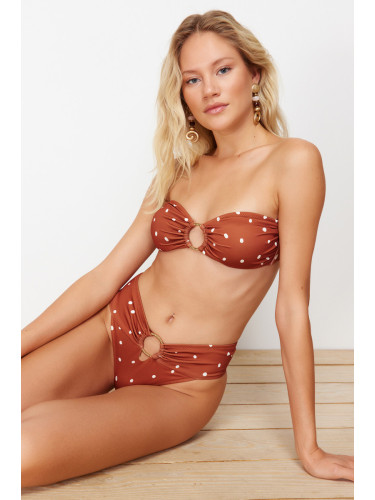 Trendyol Polka Dot Strapless Accessory Bikini Top