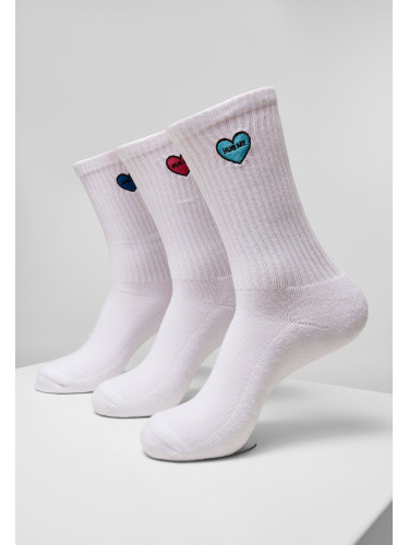 Heart Embroidery Socks 3-Pack white