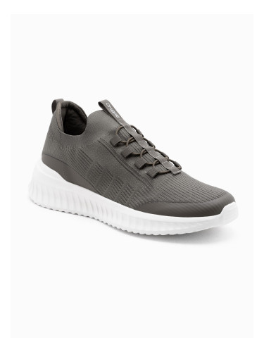 Ombre Męskie buty sneakersy wsuwane wykonane z lekkich materiałów - khaki