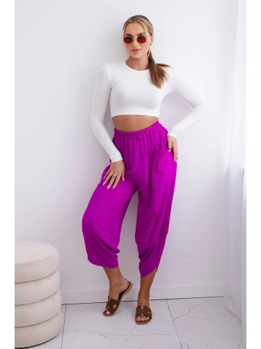 Wide-leg trousers with pockets - dark purple