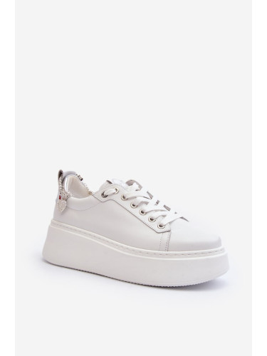 Women's leather sneakers with CheBello White bracelet