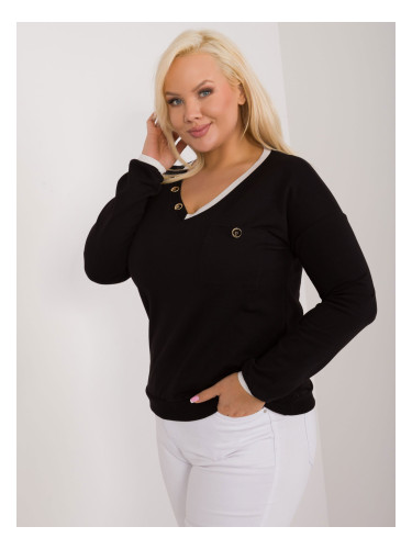 Plus size black casual cotton blouse