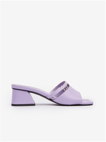 Light purple women's leather slippers KARL LAGERFELD Plaza Karl Cut-Out