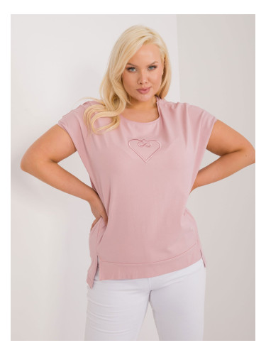 Dusty pink blouse plus size round neckline