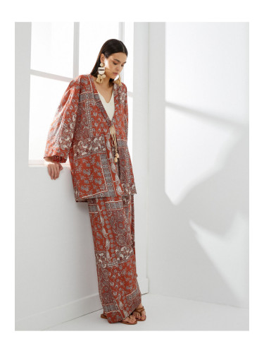 Koton Kimono Ethnic Patterned Tie Detailed Viscose