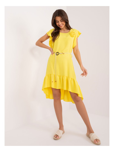 Yellow summer dress with ruffles