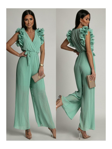 Pistachio ruffled jumpsuit with ruffles