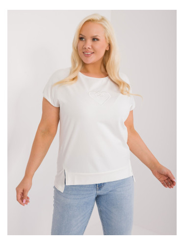 Ecru Casual Plus Size Blouse with Heart