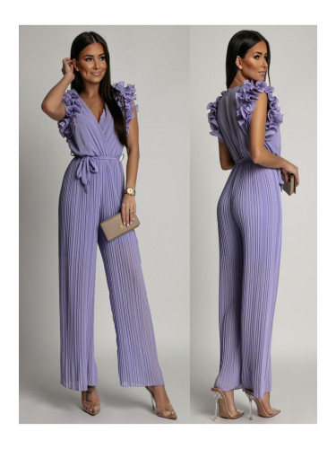 Pleated jumpsuit with ruffles, lilac