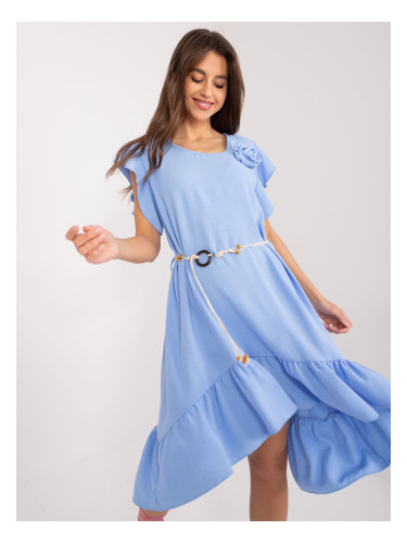 Light blue asymmetrical dress with ruffles