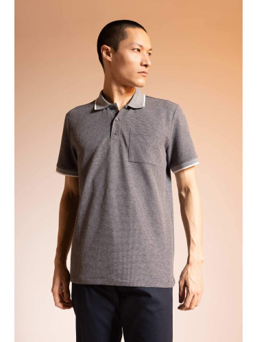 DEFACTO Regular Fit Polo Neck Stripe Detailed Short Sleeve T-Shirt