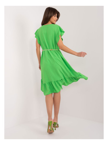 Light green flared dress with ruffles